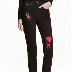 Black rose mom jeans